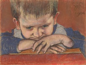 Mietek Leaning on Hands by Stanislaw Wyspianski Oil Painting