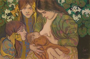 Motherhood by Stanislaw Wyspianski Oil Painting