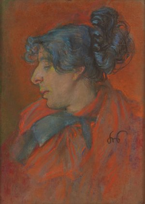 Paryzanka - studium portretowe by Stanislaw Wyspianski Oil Painting
