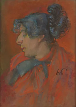 Paryzanka - studium portretowe by Stanislaw Wyspianski Oil Painting