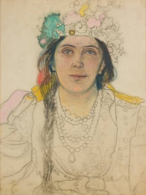 Portret Wandy Siemaszkowej w roli Panny Mlodej w 'Weselu'Stanislawa Wyspianskiego by Stanislaw Wyspianski Oil Painting