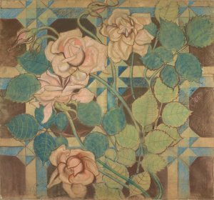 Roses. Design to the Polychromy in the Franciscan Church in Krakow by Stanislaw Wyspianski Oil Painting