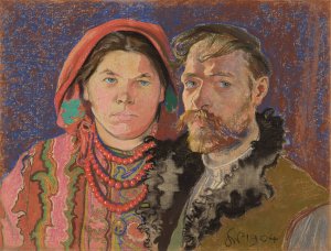 Self-Portrait with Wife by Stanislaw Wyspianski Oil Painting