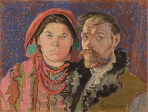 Self-Portrait with Wife by Stanislaw Wyspianski Oil Painting