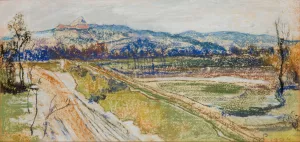 View of the Kosciuszko Mound in Krakow from the Window in the Artist's Studio by Stanislaw Wyspianski Oil Painting
