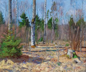 Fruhlingstag am Waldrand by Stanislaw Zukowski Oil Painting
