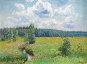 Grasslands Of The Swislocka Forest - Scorching June by Stanislaw Zukowski Oil Painting