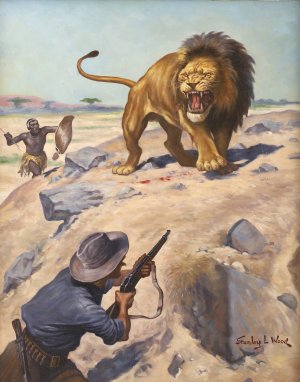 Lion Hunter by Stanley Llewellyn Wood Oil Painting