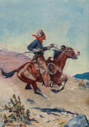 Pony Express Rider by Stanley Llewellyn Wood Oil Painting