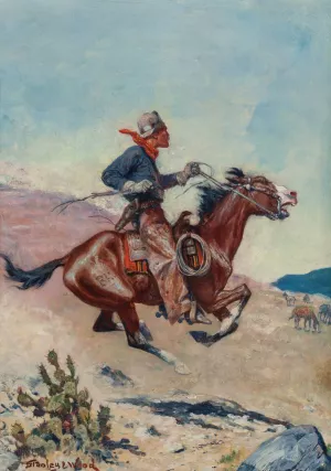 Pony Express Rider by Stanley Llewellyn Wood Oil Painting