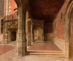 Cloister At The Blois Castle by Stefan Bakalowicz Oil Painting