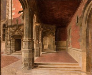 Cloister at the Blois Castle by Stefan Bakalowicz Oil Painting