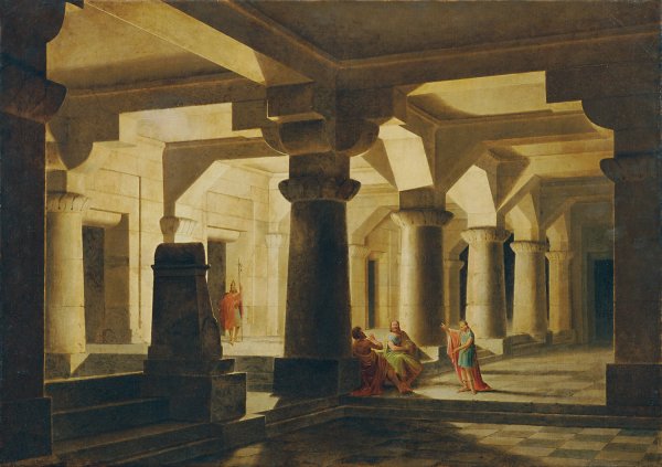Tempelraum bei Nacht  by Stefan Dolliner - Hand-Painted Oil Painting Reproduction