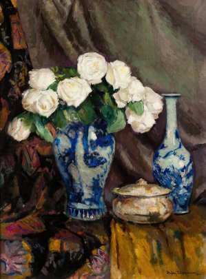 White Roses by Stefan Filipkiewicz Oil Painting
