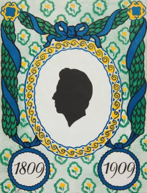 Window sticker on the occasion of the 100th anniversary of Juliusz Slowacki's birth by Stefan Filipkiewicz Oil Painting