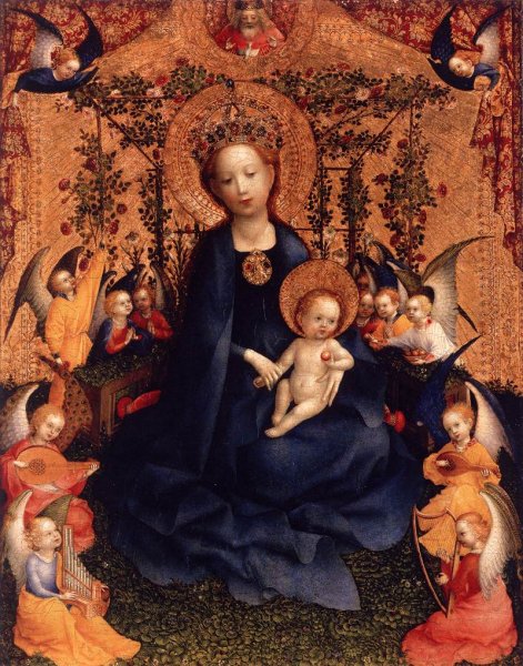 Madonna of the Rose Bush by Stefan Lochner - Hand-Painted Oil Painting Reproduction