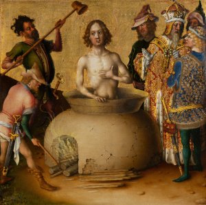 Martyrdom of St. John the Evangelist by Stefan Lochner Oil Painting