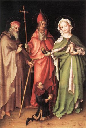 Sts Anthony the Hermit, Cornelius and Mary Magdalene with a Donor Oil painting by Stefan Lochner