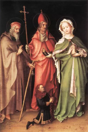 Sts Anthony the Hermit, Cornelius and Mary Magdalene with a Donor by Stefan Lochner Oil Painting