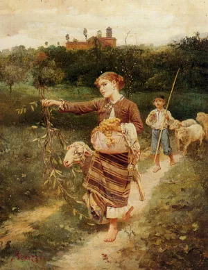 The Grape Pickers by Stefano Bruzzi - Oil Painting Reproduction