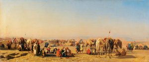 A Caravan Resting by Stefano Ussi Oil Painting