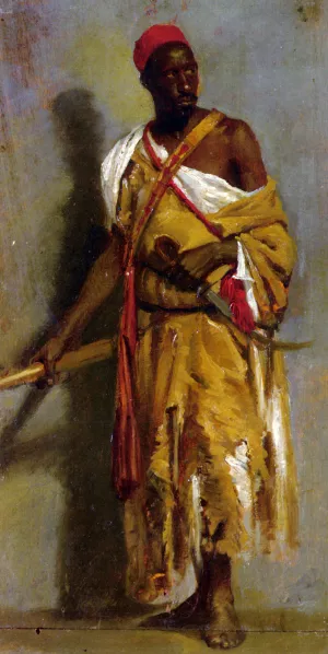 A Morrocan Guard painting by Stefano Ussi