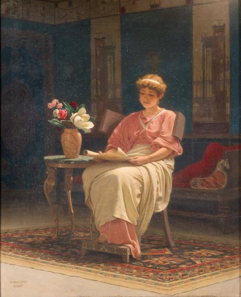 Girl Reading by Stepan Bakalovich - Hand-Painted Oil Painting Reproduction