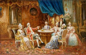 Galante Tischgesellschaft Oil painting by Stephan Sedlacek