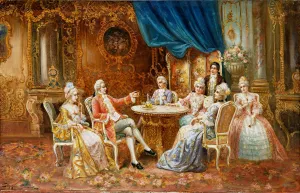 Galante Tischgesellschaft by Stephan Sedlacek Oil Painting