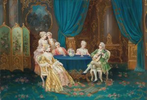 Musikalische Unterhaltung Laute by Stephan Sedlacek Oil Painting