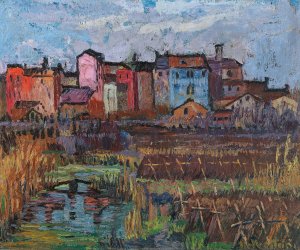 Italienische Landschaft by Stephanie Hollenstein Oil Painting
