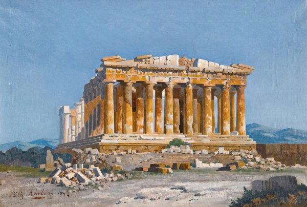 The Acropolis  by Stephanos Lanza - Hand-Painted Oil Painting Reproduction