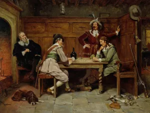 A Friendly Game of Cards by Stephen Lewin Oil Painting