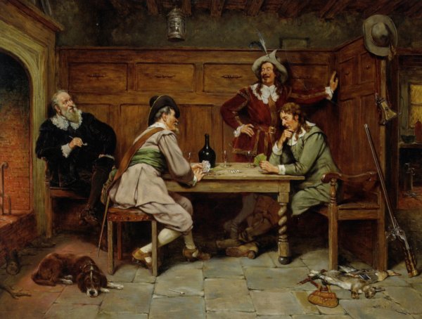 Main Product Photo of A Friendly Game of Cards Painting by Stephen Lewin