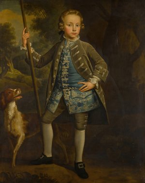 Portrait of a boy in a landscape by Stephen Slaughter Oil Painting