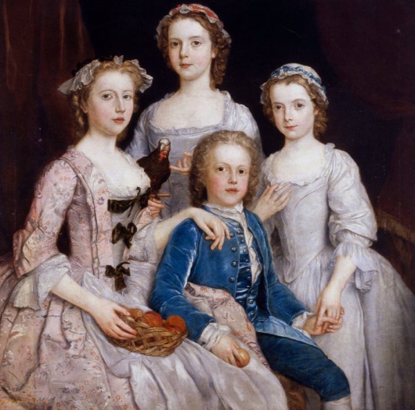 Portrait of Sir Edward Walpole's Children  by Stephen Slaughter - Hand-Painted Oil Painting Reproduction