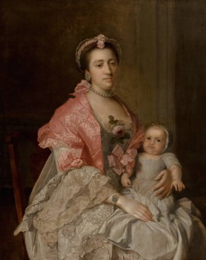 Portrait of a mother an her child by Studio Of Allan Ramsay Oil Painting