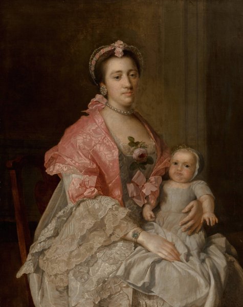 Portrait of a mother an her child by Studio Of Allan Ramsay - Hand-Painted Oil Painting Reproduction