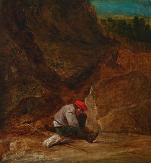 A resting traveler by Studio Of David Teniers Ii Oil Painting