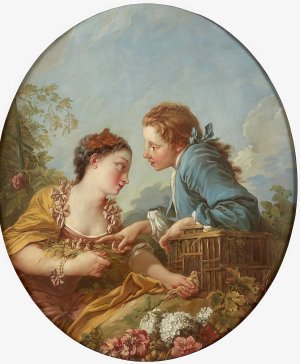 Les Oiseaux Nicheurs by Studio Of Francois Boucher Oil Painting