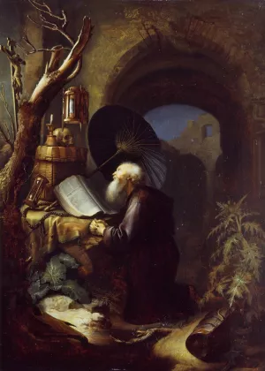 A Hermit at Prayer Oil painting by Studio Of Gerrit Dou