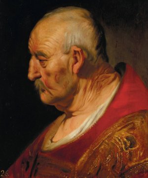 Head and shoulders of an old man seen in profile by Studio Of Jacob Adriaensz Backer Oil Painting