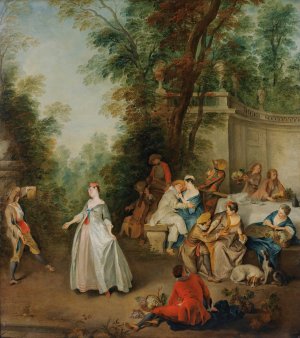 Lunch In A Park by Studio Of Nicolas Lancret Oil Painting