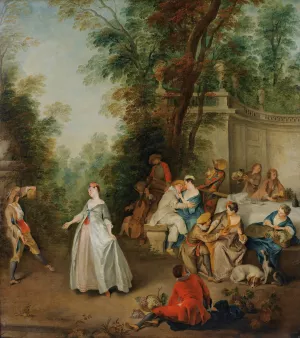 Lunch In A Park by Studio Of Nicolas Lancret Oil Painting