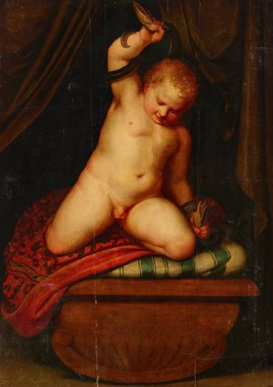 The infant Hercules strangling snakes by Studio Of Otto Van Veen Oil Painting