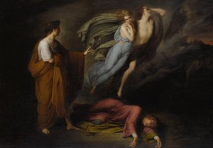 Dante And Virgil Meet Francesca Da Rimini And Paolo Malatesta by Style Of Ary Scheffer Oil Painting