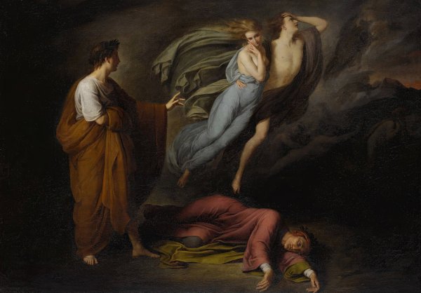 Dante And Virgil Meet Francesca Da Rimini And Paolo Malatesta by Style Of Ary Scheffer - Hand-Painted Oil Painting Reproduction