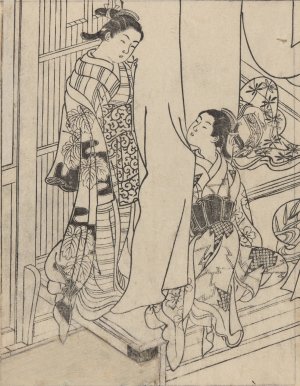 Two Young Women by Sukenobu Ishigawa Oil Painting