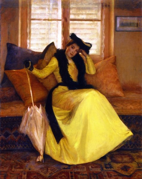 Lady in Yellow by Susan Watkins - Hand-Painted Oil Painting Reproduction