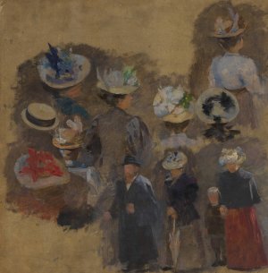 Olskizze mit verschiedenen Figuren- und Hutstudien by Susanne Renate Granitsch Oil Painting